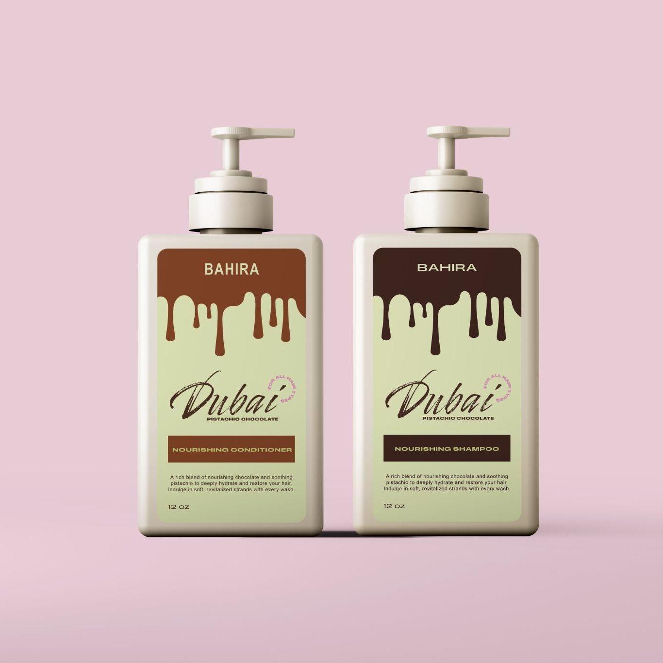 Dubai Chocolate & Pistachio Shampoo & Conditioner Bundle by BAHIRA – Indulgent Hydration & Nourishing Hair Care Duo