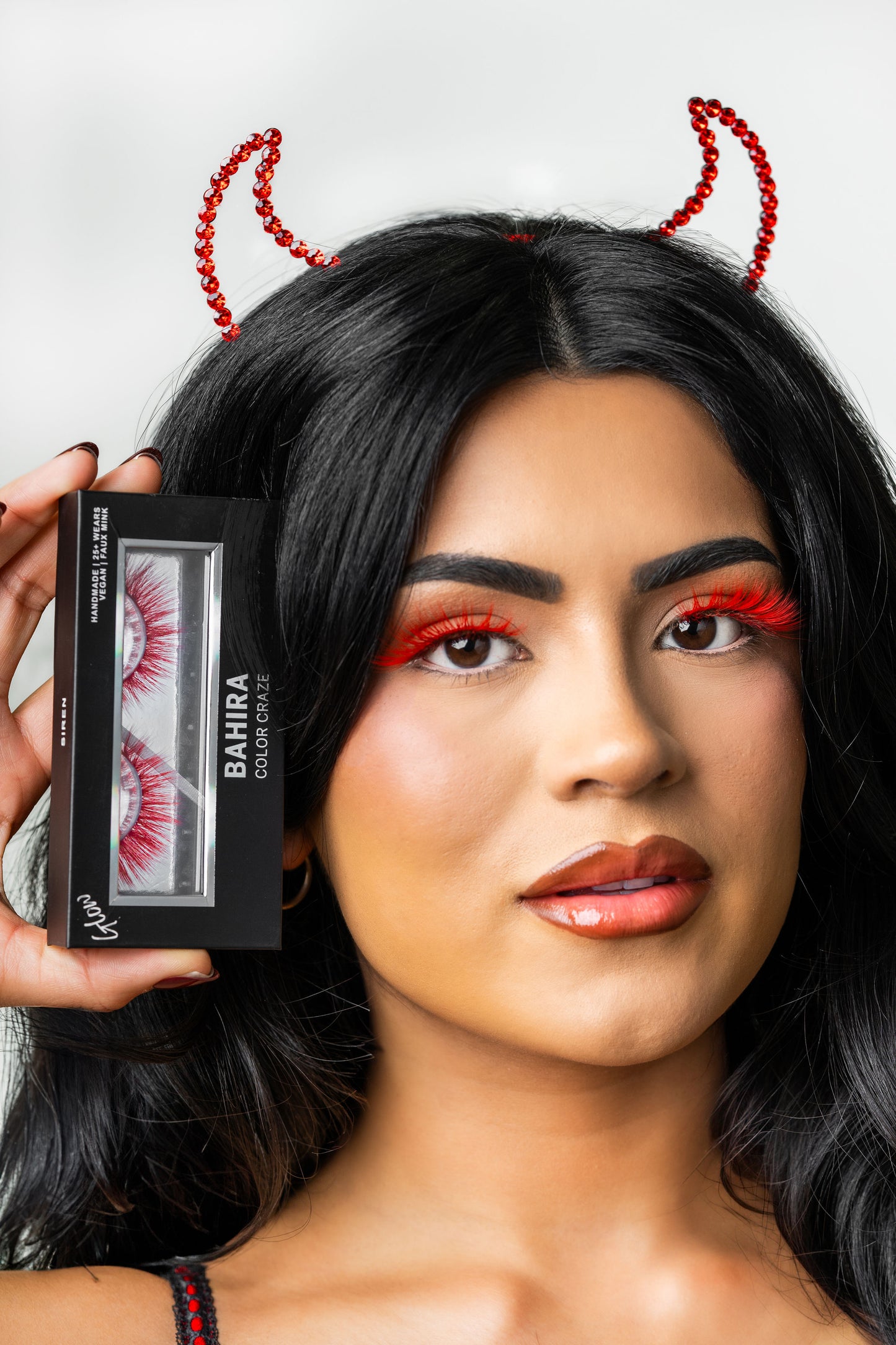 BAHIRA Color Craze “Siren” Vegan Friendly All-Red Glow Lash, Bold Color with a Radiant Glow Effect, Lightweight and Comfortable, Designed for an All-Day Reusable Wear
